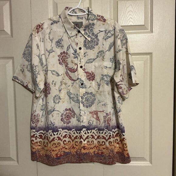Territory Ahead Men’s Hawaiian Floral Cotton Blend Short Sleeve Shirt  Large - Picture 1 of 4